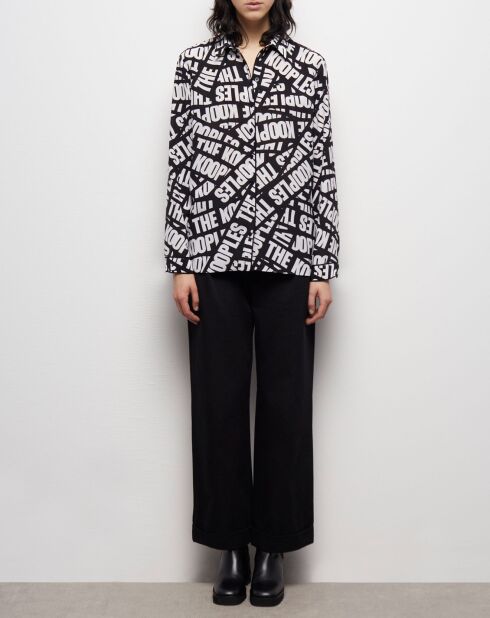 Chemise 100% Soie fluide avec logo Tape noire