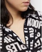 Chemise 100% Soie fluide avec logo Tape noire