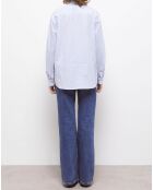 Chemise col officier à rayures bleue