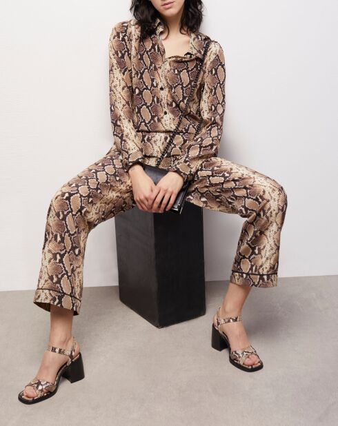 Chemise 100% Soie python beige