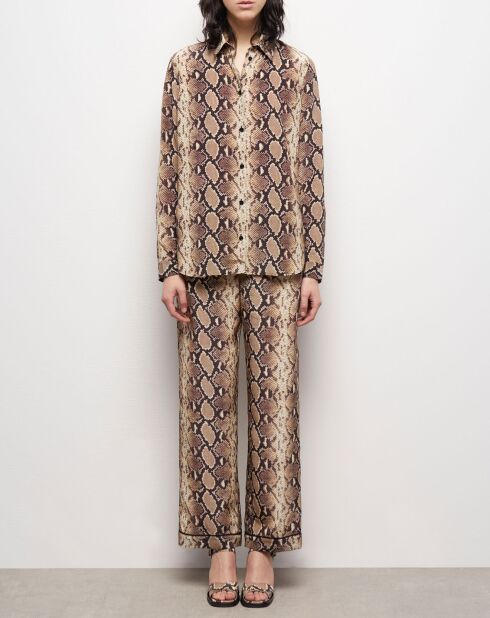 Chemise 100% Soie python beige