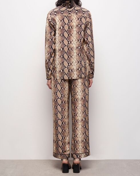 Chemise 100% Soie python beige