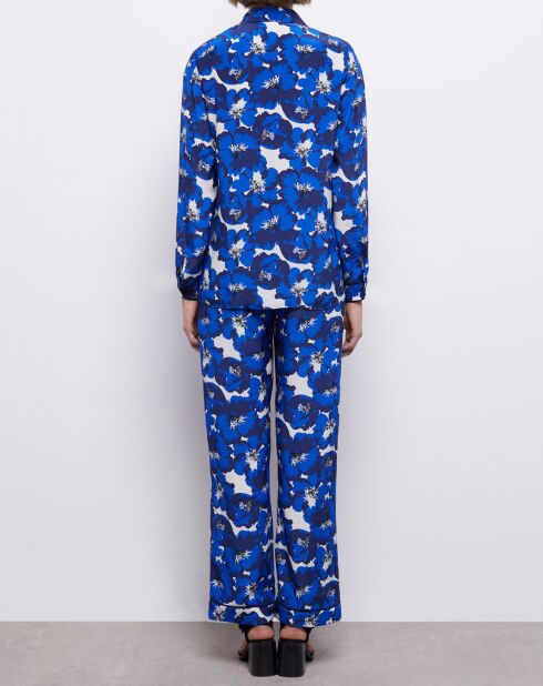 Chemise 100% Soie imprimée bleue