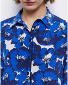 Chemise 100% Soie imprimée bleue