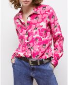 Chemise 100% Soie imprimée rose