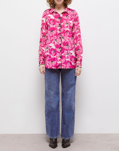 Chemise 100% Soie imprimée rose