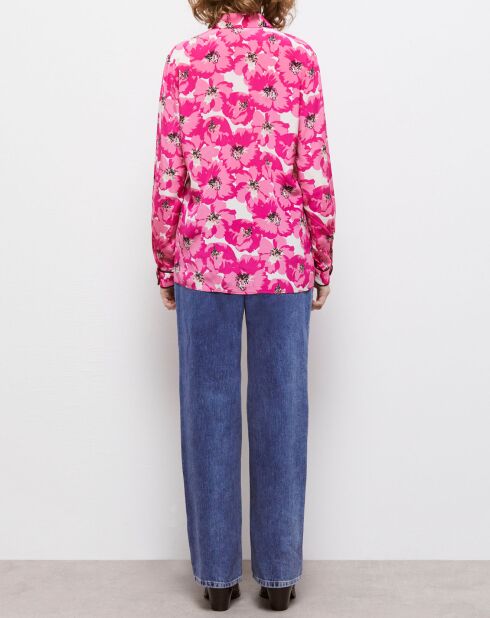 Chemise 100% Soie imprimée rose