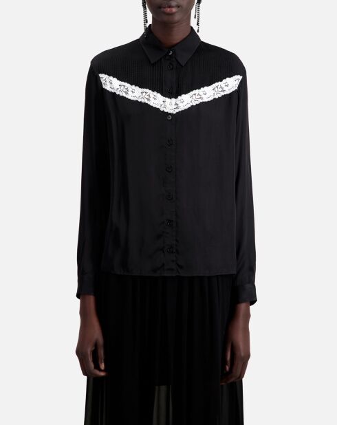 Chemise avec détail en dentelle noire
