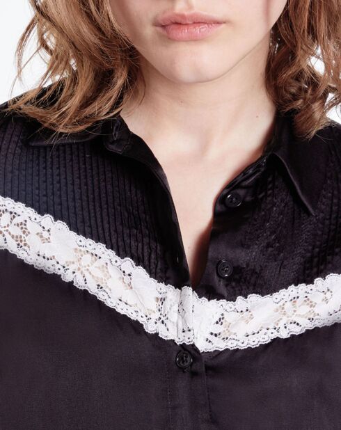 Chemise avec détail en dentelle noire
