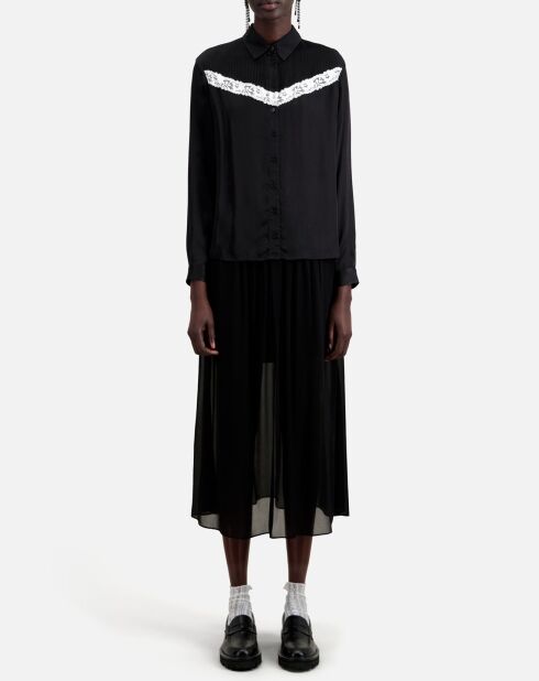 Chemise avec détail en dentelle noire