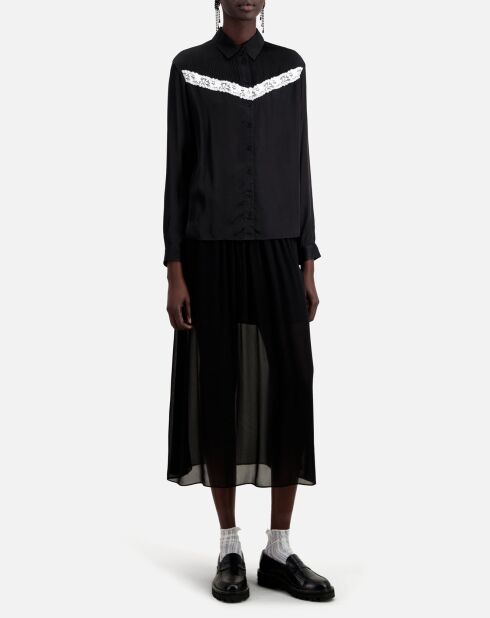Chemise avec détail en dentelle noire