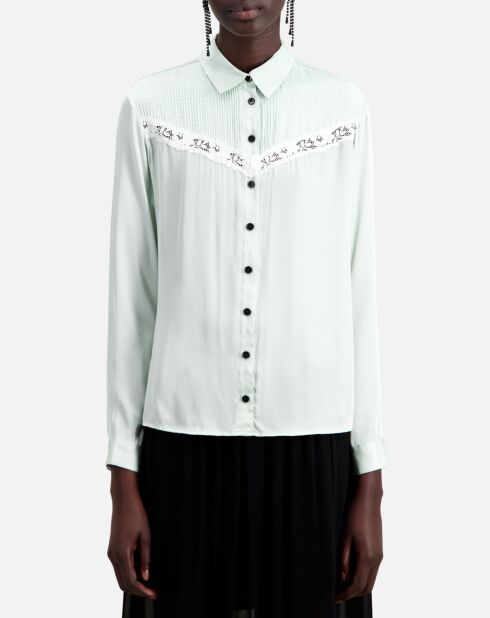Chemise avec détail en dentelle bleue