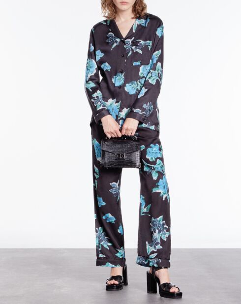 Chemise imprimée noir/bleu