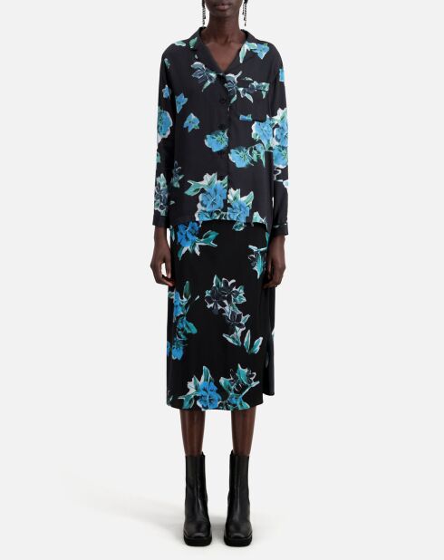 Chemise imprimée noir/bleu