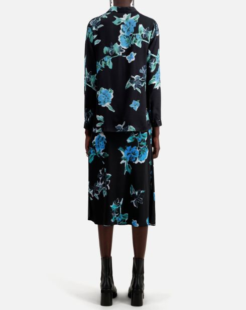 Chemise imprimée noir/bleu