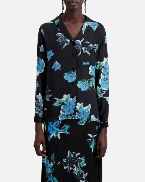 Chemise imprimée noir/bleu