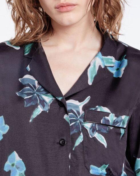 Chemise imprimée noir/bleu