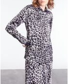 Chemise 100% Soie imprimée noire