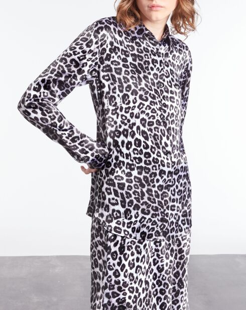 Chemise 100% Soie imprimée noire