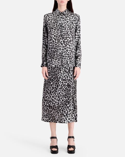 Chemise 100% Soie imprimée noire