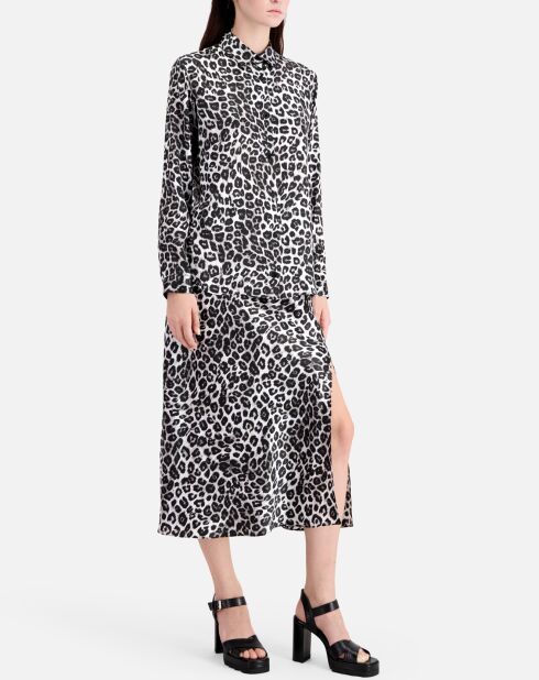 Chemise 100% Soie imprimée noire