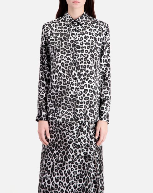 Chemise 100% Soie imprimée noire