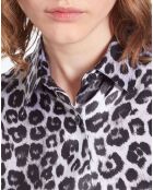 Chemise 100% Soie imprimée noire