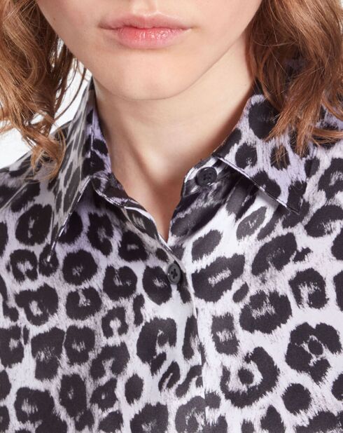 Chemise 100% Soie imprimée noire