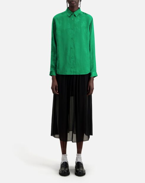 Chemise jacquard fleurie verte