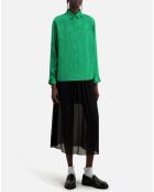 Chemise jacquard fleurie verte