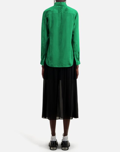 Chemise jacquard fleurie verte