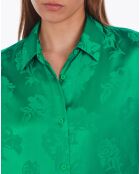 Chemise jacquard fleurie verte