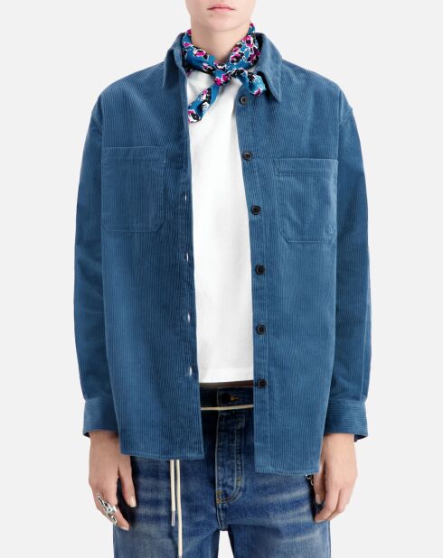 Surchemise en Velours tricoté bleue