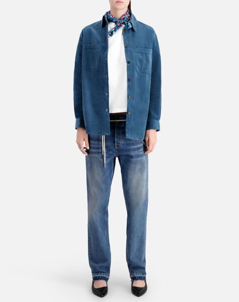 Surchemise en Velours tricoté bleue