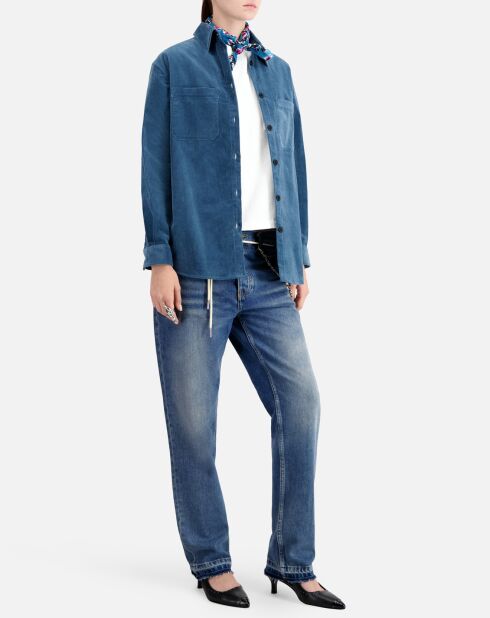 Surchemise en Velours tricoté bleue