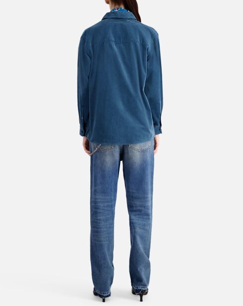 Surchemise en Velours tricoté bleue