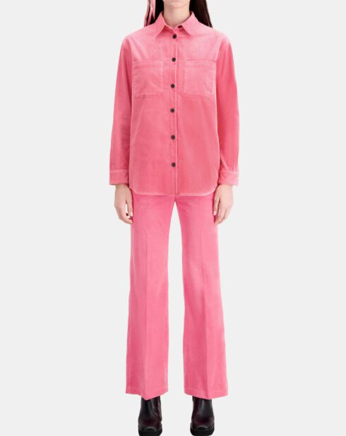 Surchemise en Velours tricoté rose