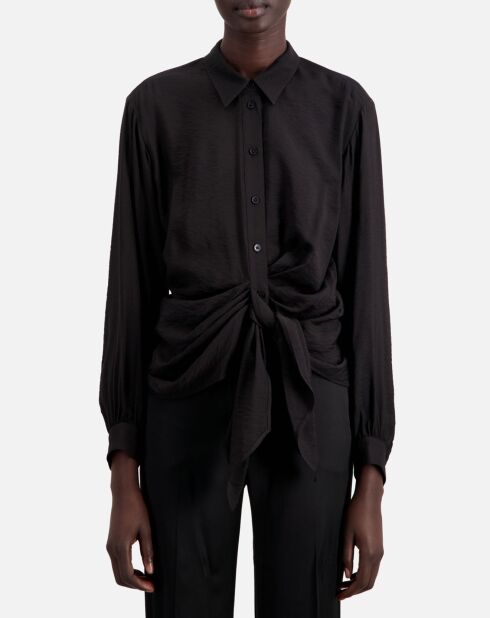 Chemise avec effet drapé noire