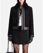 Blouson aviateur en peau lainée noir