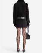 Blouson aviateur en peau lainée noir