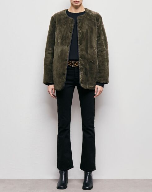 Veste en Fausse Fourrure réversible algue