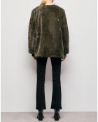 Veste en Fausse Fourrure réversible algue