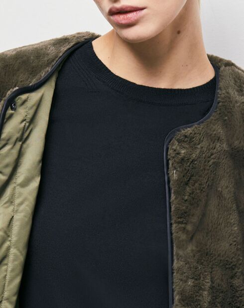 Veste en Fausse Fourrure réversible algue