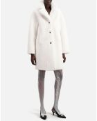Manteau long imitation fourrure écru