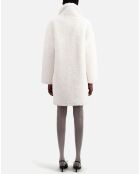 Manteau long imitation fourrure écru