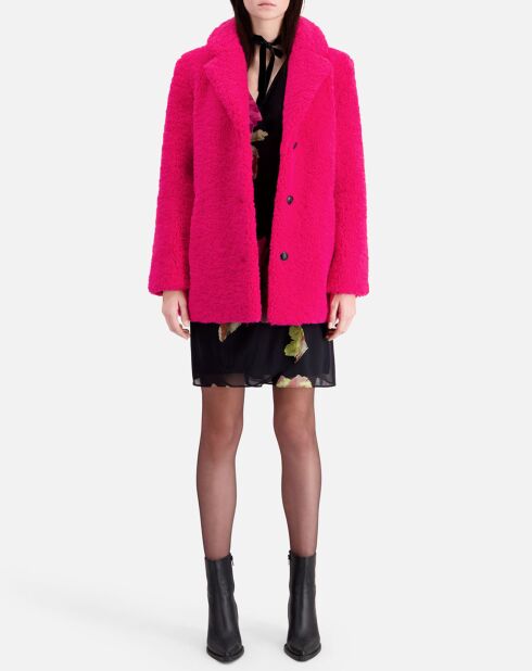 Manteau imitation fourrure rose