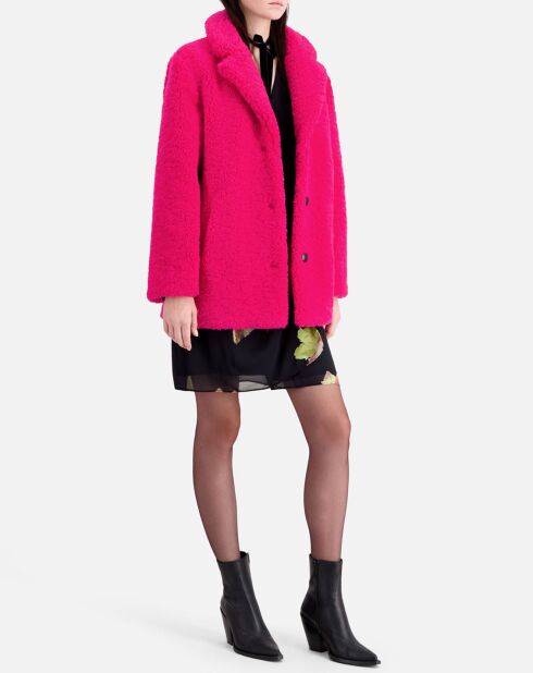 Manteau imitation fourrure rose