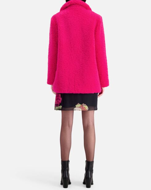 Manteau imitation fourrure rose