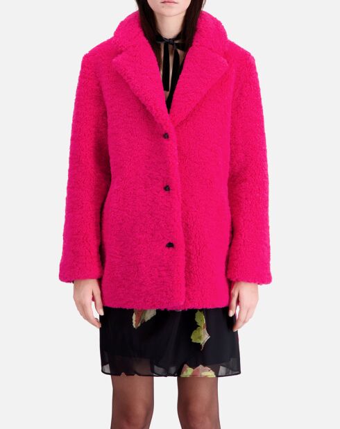 Manteau imitation fourrure rose