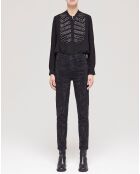 Jean slim logo et strass noir